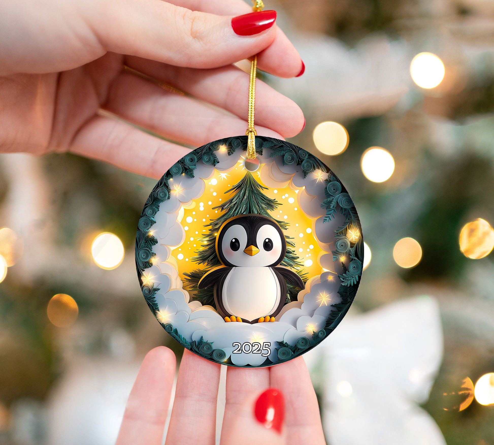 Penguin Christmas Ornament, Gift For Kids, Holiday Decoration, Gift Exchanged, Winter Scene, Unique Gift Idea