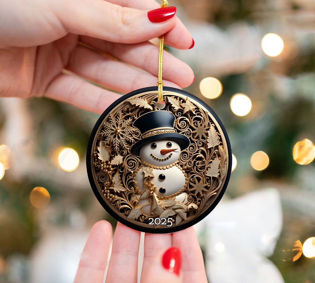 Elegant Snowman Ornament, Serene Gift for Winter Season, Elegant Tree Decoration