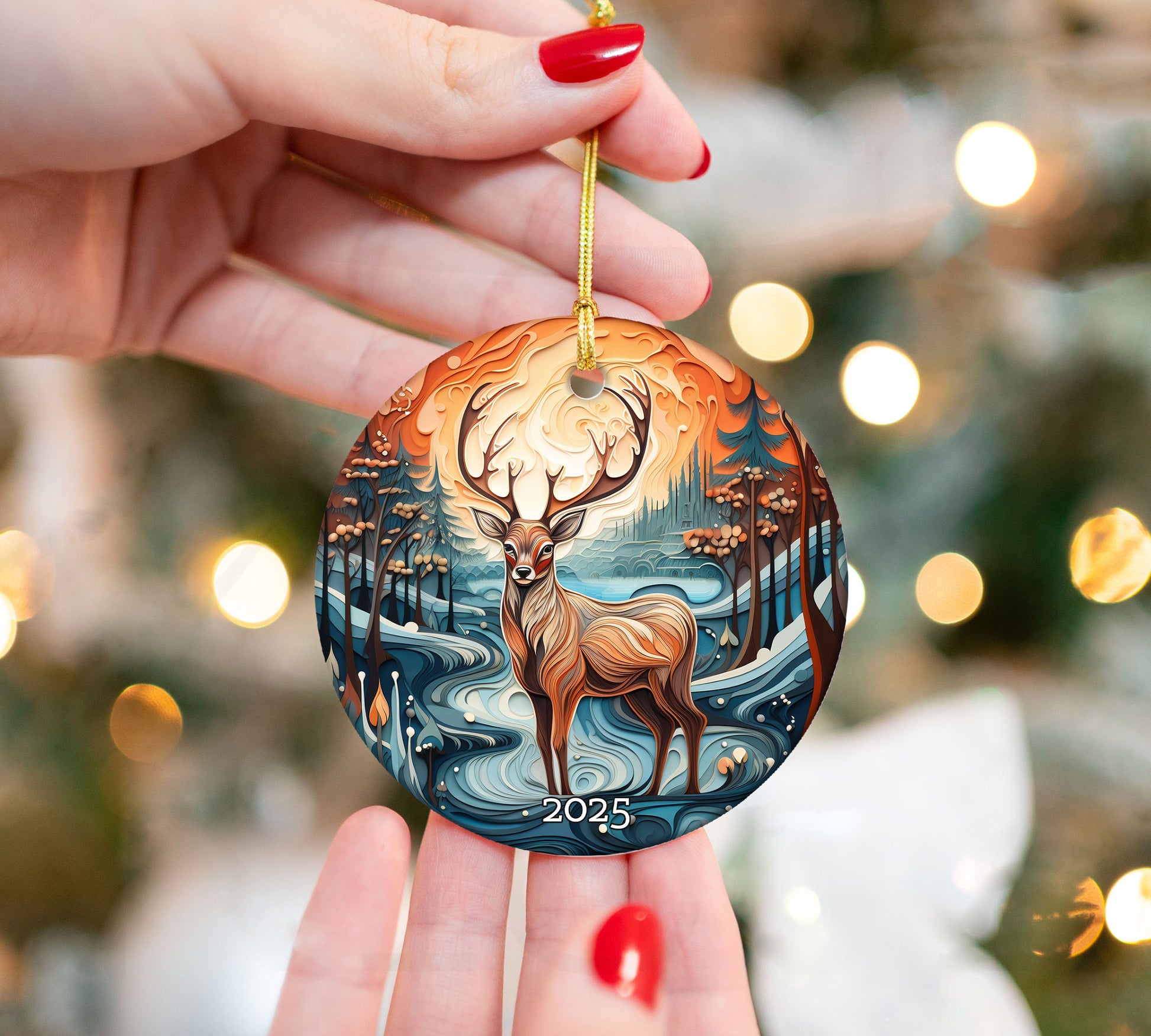 Vintage Deer Christmas Ornament, Christmas Tree Decor, Gift For Nature Lover