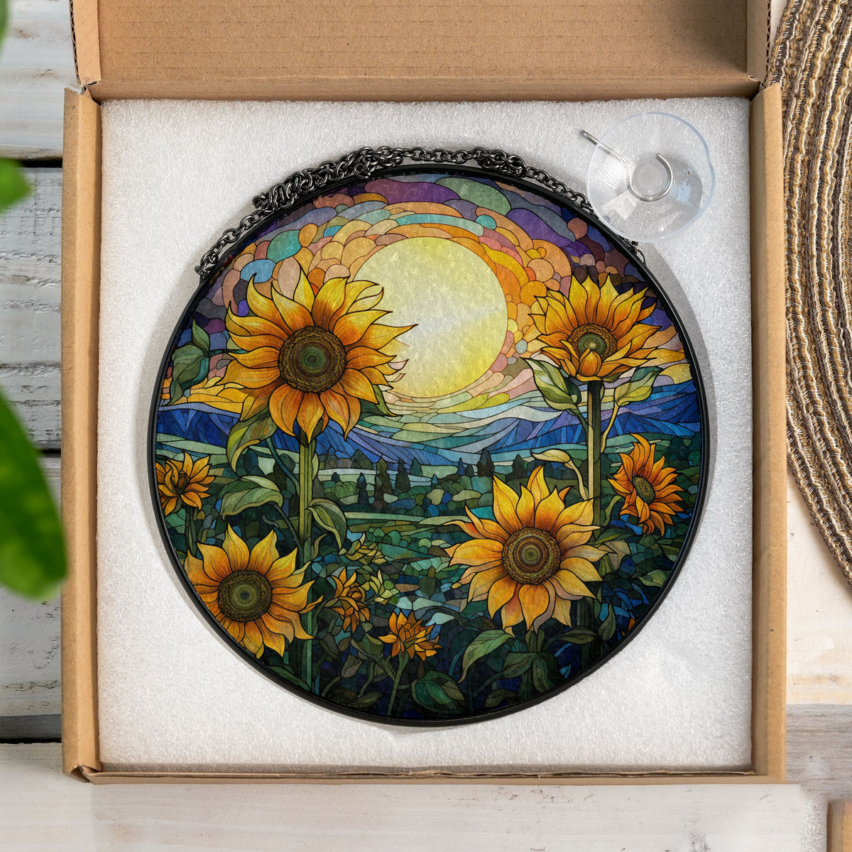 Sunflowers Window Stained Glass, Sunflowers Suncatcher, Flower Garden Gift Home Decor