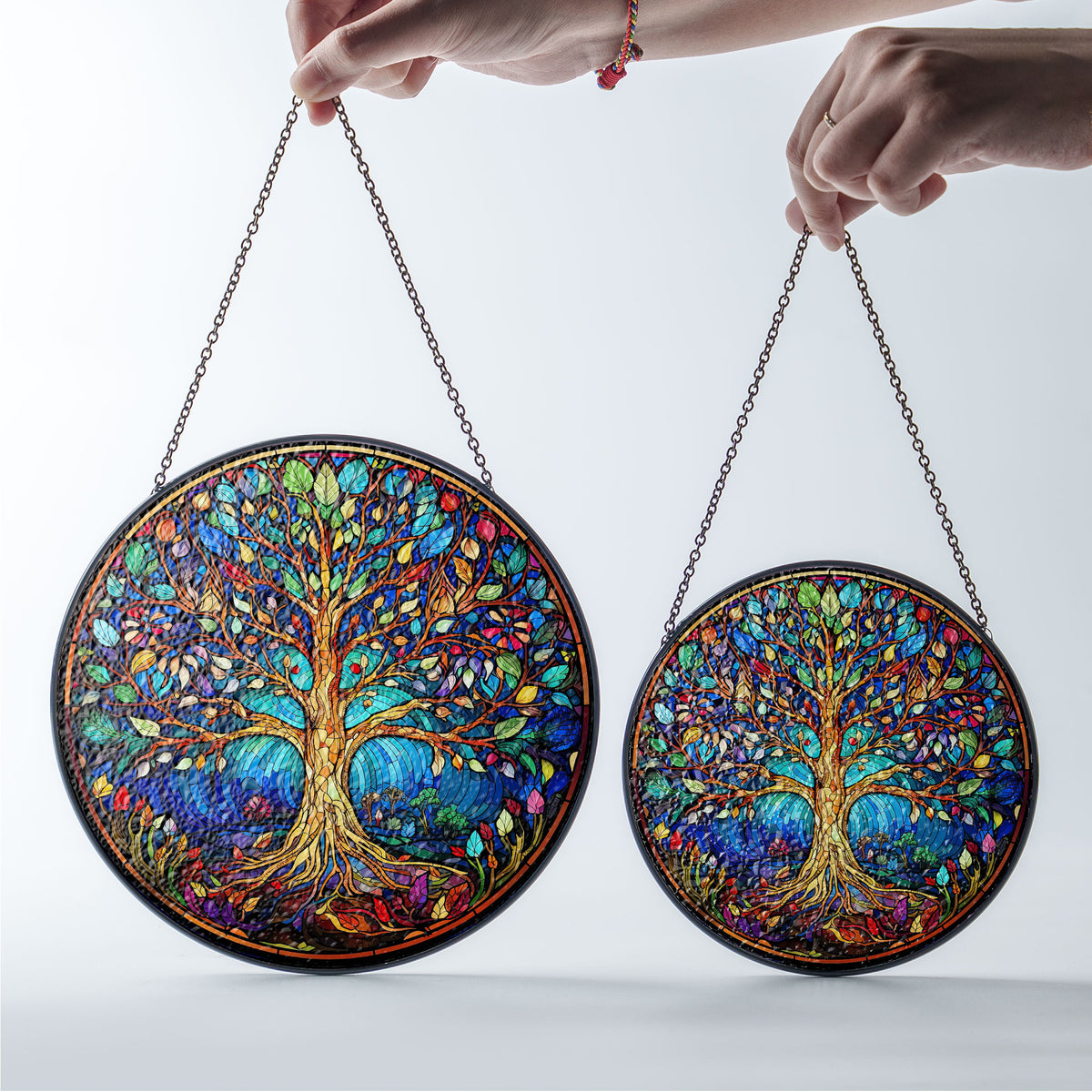 Stained Glass Tree of Life Suncatcher Window Hanging, Unique Glass Wall Decor, Light Catcher Window Hanger