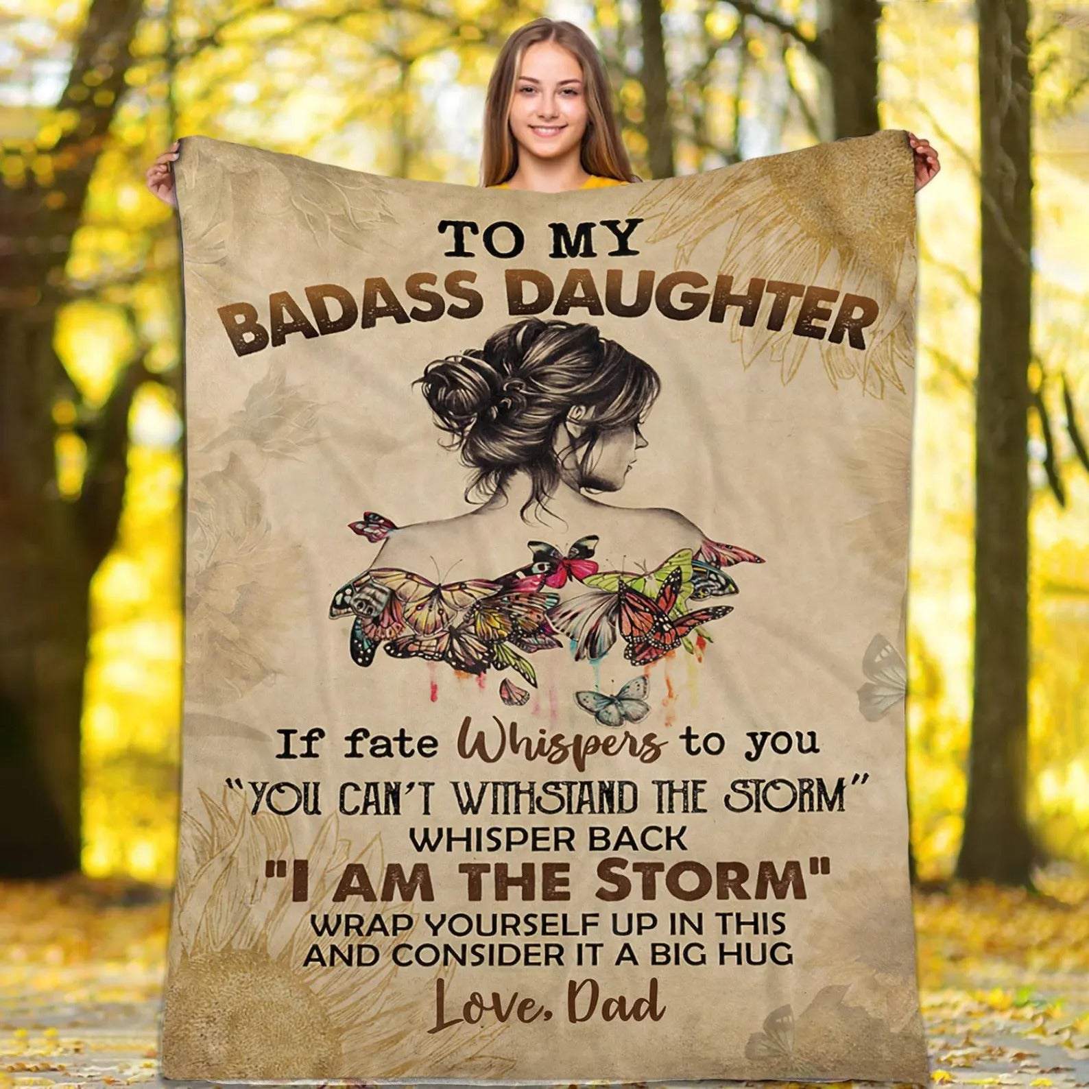 To My Badass Daughter Blanket From Dad, Daughter Birthday Gift, Inspirational Gift