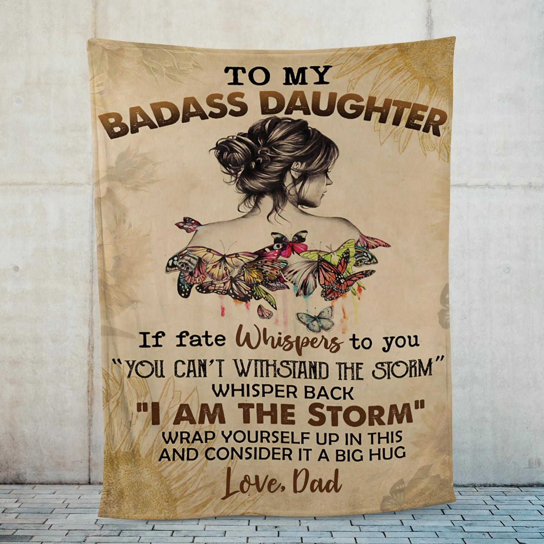 To My Badass Daughter Blanket From Dad, Daughter Birthday Gift, Inspirational Gift