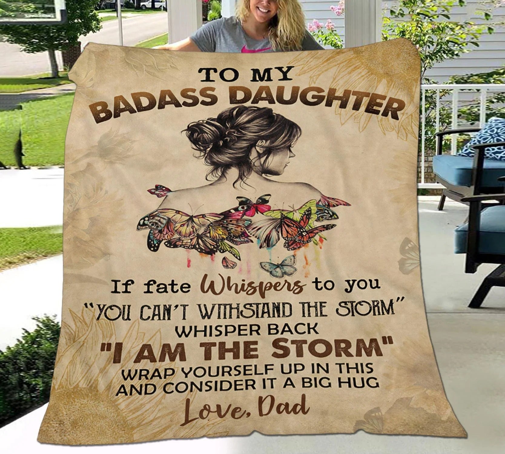 To My Badass Daughter Blanket From Dad, Daughter Birthday Gift, Inspirational Gift