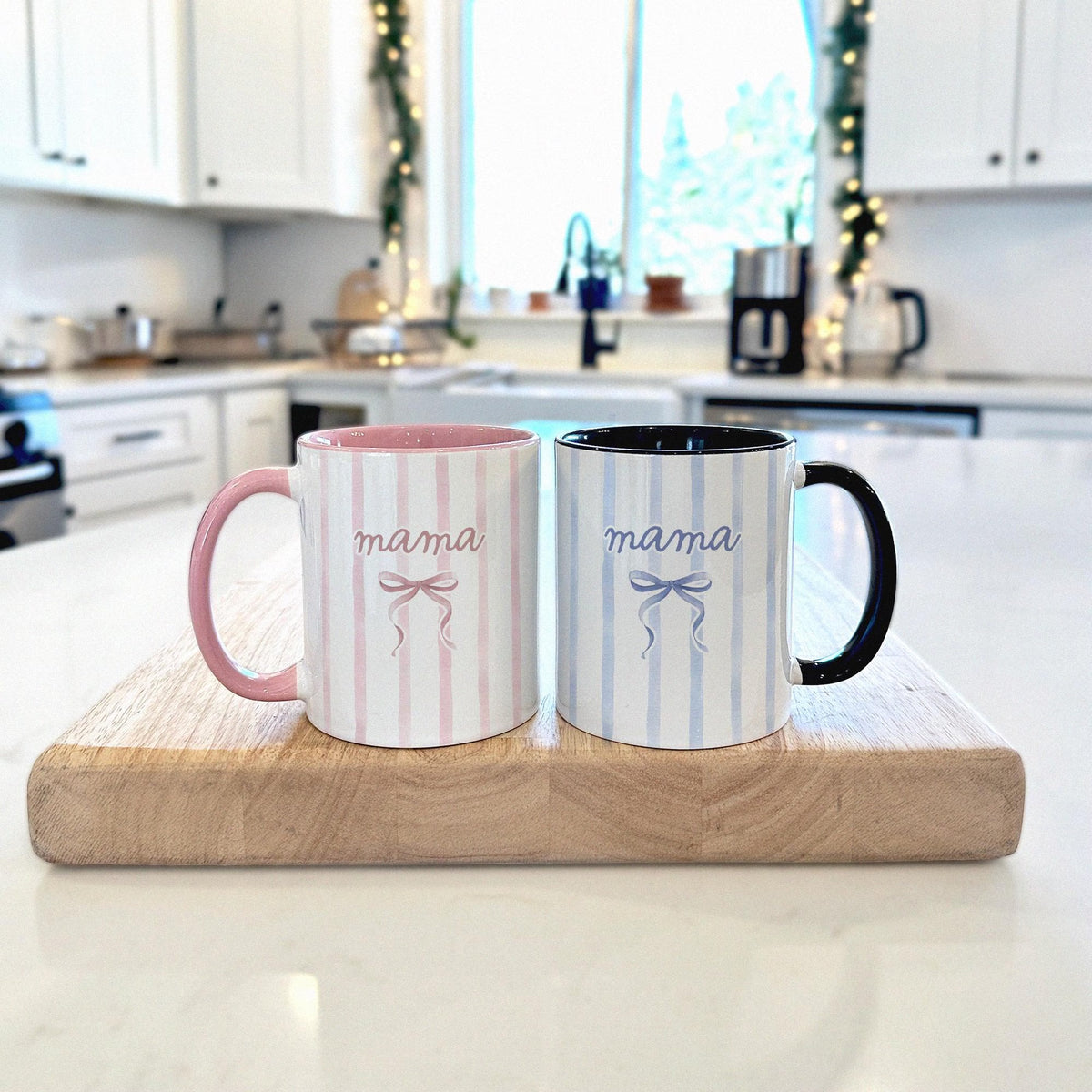 Mama Mom Coffee Mug, Mothers Day Gift, Color Stripe Coffee Cup Coquette Style Drinkware