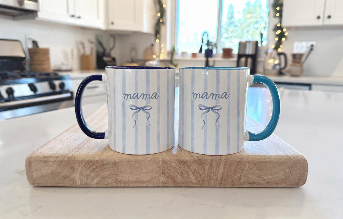 Mama Mom Coffee Mug, Mothers Day Gift, Color Stripe Coffee Cup Coquette Style Drinkware