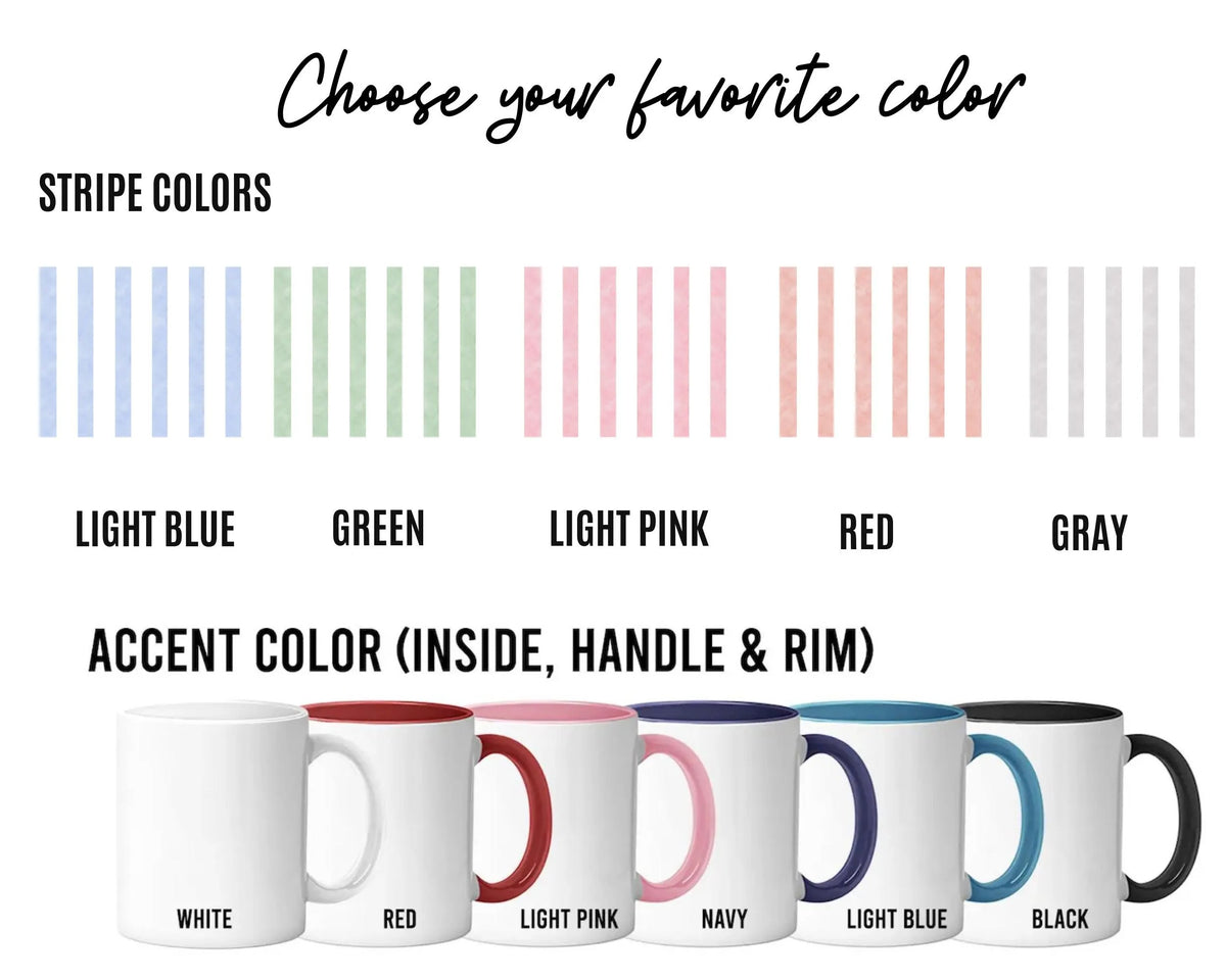 Best Mimi Ever Ceramic Mug, Color Stripe Coffee Cup Coquette Style Drinkware, Baby Announcement Gift