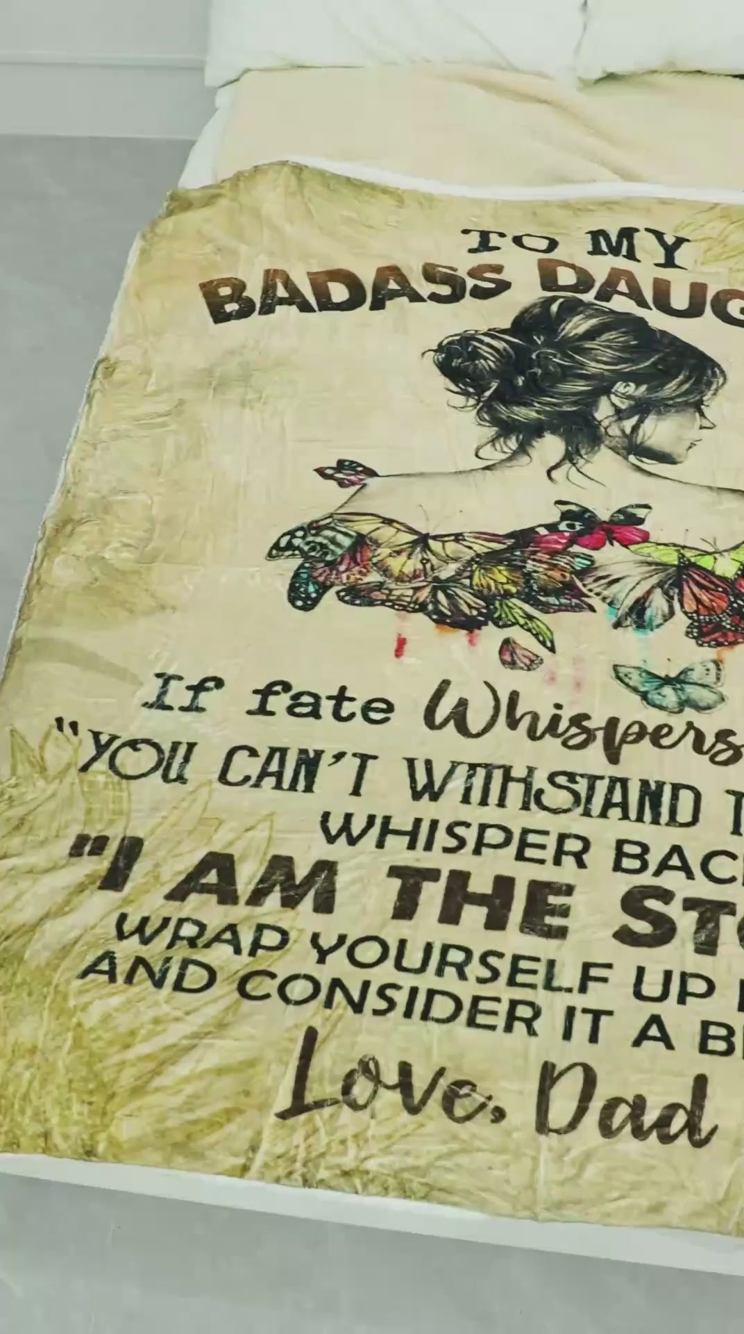 To My Badass Daughter Blanket From Dad, Daughter Birthday Gift, Inspirational Gift